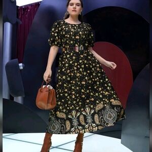 Shein | Size 2X Black Maxi Dress with Orange Floral Print